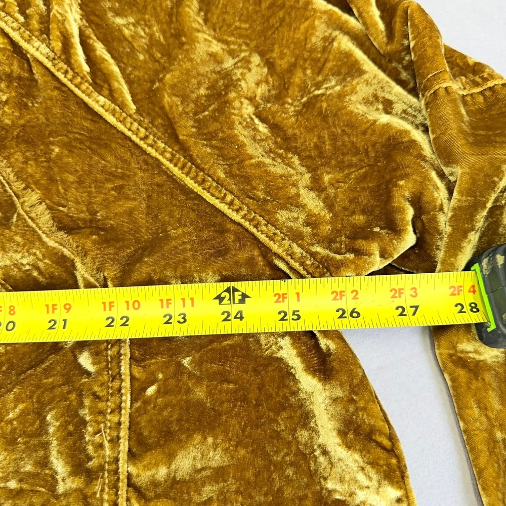 We The Free Night Skies Velvet Button Down Shirt Womens Medium Gold Long Sleeve - Picture 6 of 11